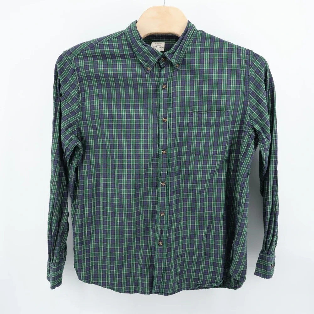 J Crew Brushed Twill Plaid Flannel Shirt Long Sleeve Button Down  Mens‎ Slim XXL